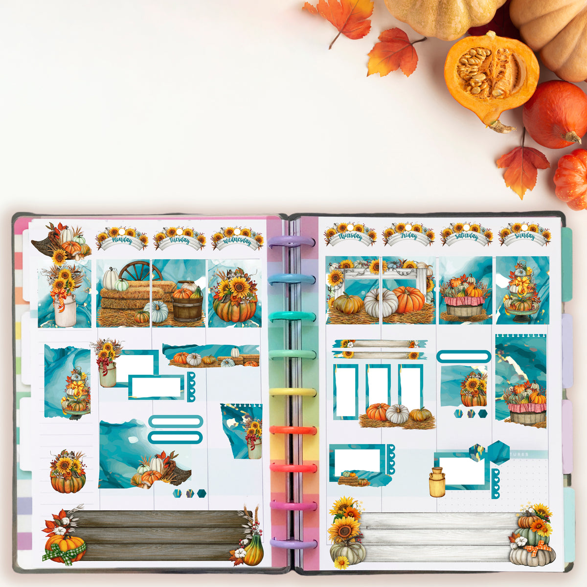 Give Thanks Thanksgiving Planner Scene Sticker Kit for Vertical Planne ...