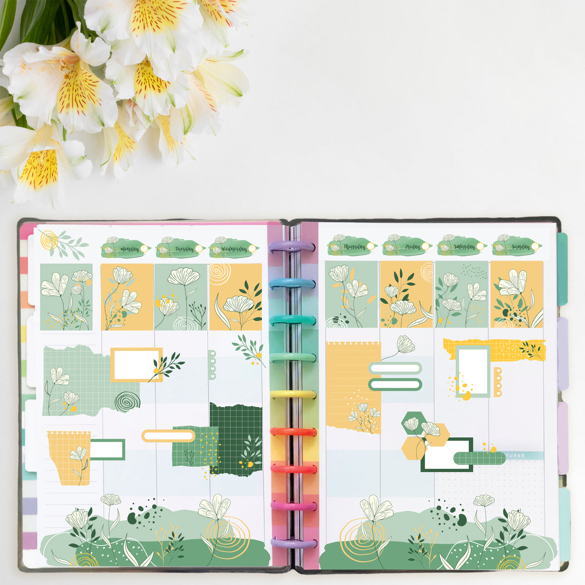 Hello Spring Planner Scene Sticker Kit for Vertical Planners ...