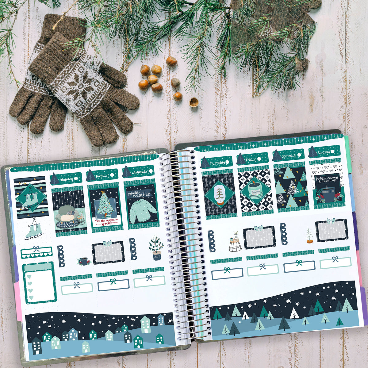 Keeping It Cozy Winter Planner Scene Sticker Kit For Vertical Planners ...