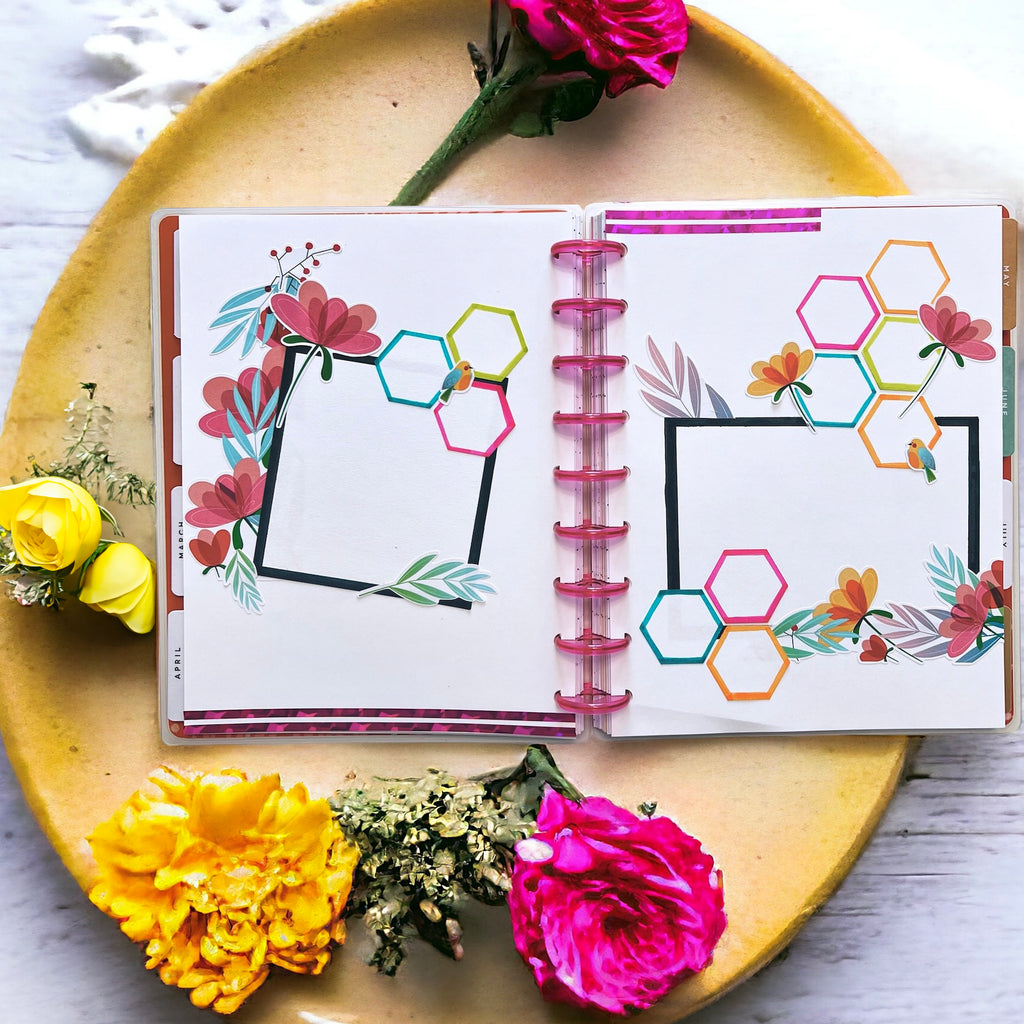 Craft a Standout Daily Planner Spread: Bold Cardstock Boxes and Hexagon Punch Accents Tutorial