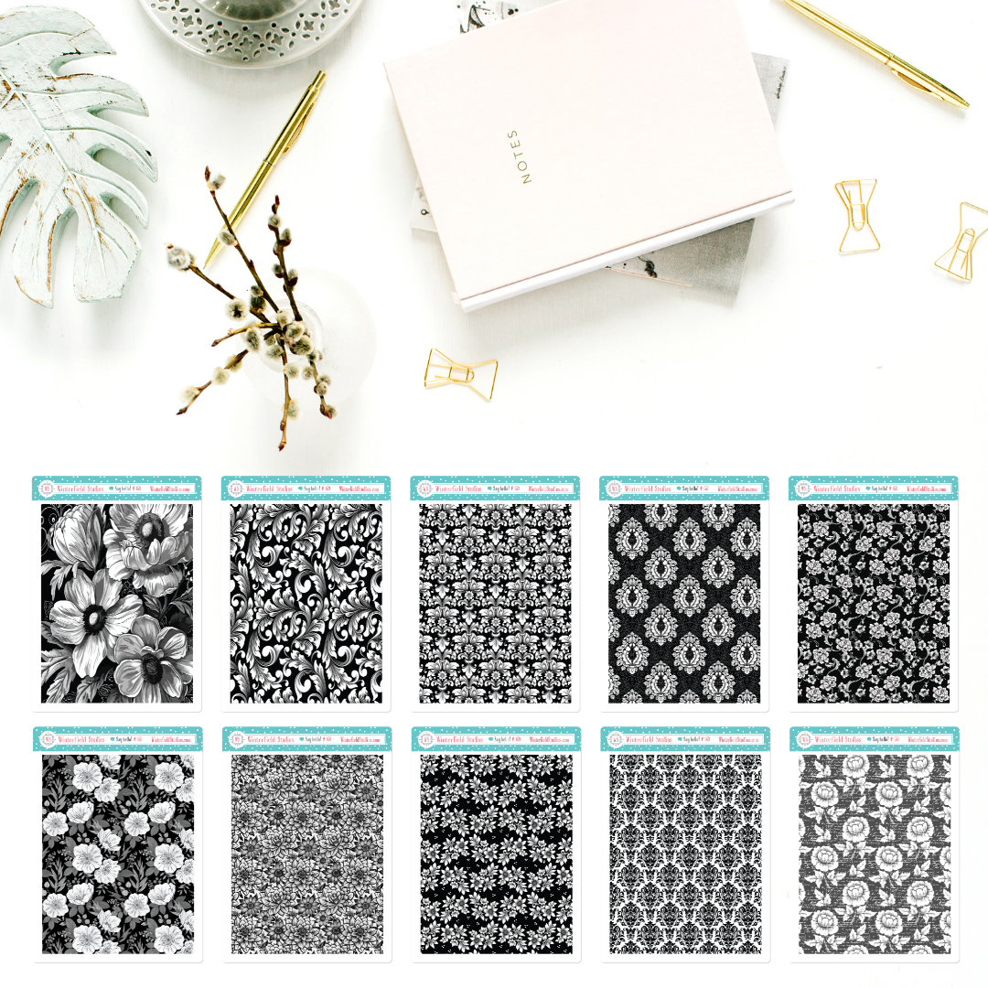 Side Page Pattern Sticker Floral Patterns Full Page Paper Layering Stickers β Winterfield Studios