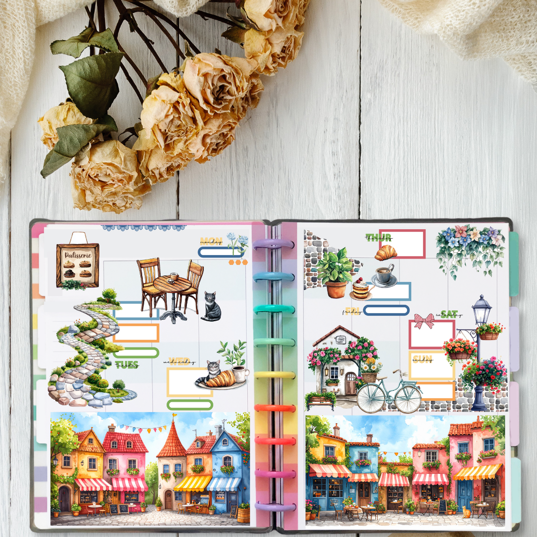 Cobblestone Cafe Scene Sticker Kit – Winterfield Studios