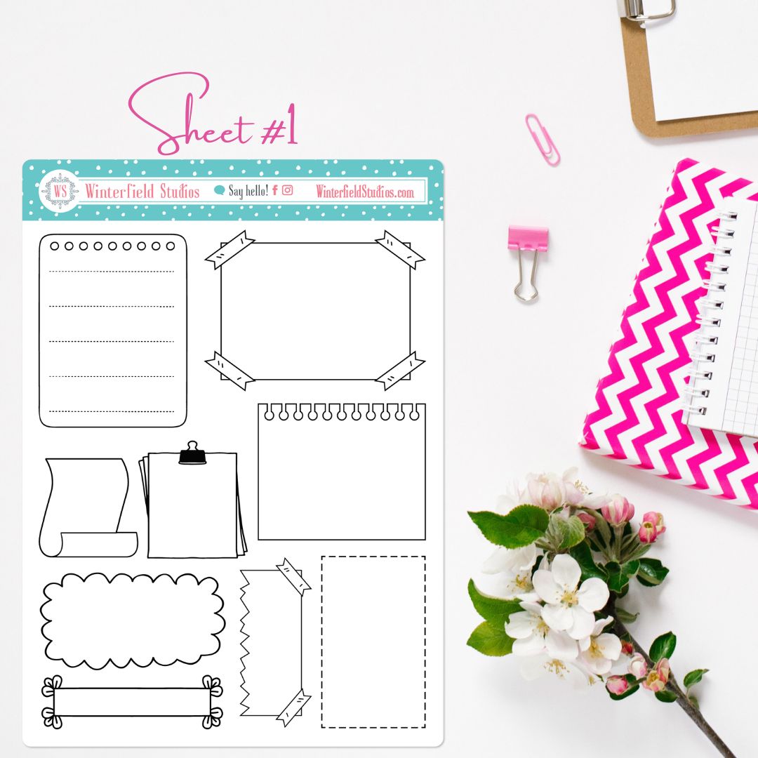 Bullet Journal Black & White Functional Stickers – Winterfield Studios