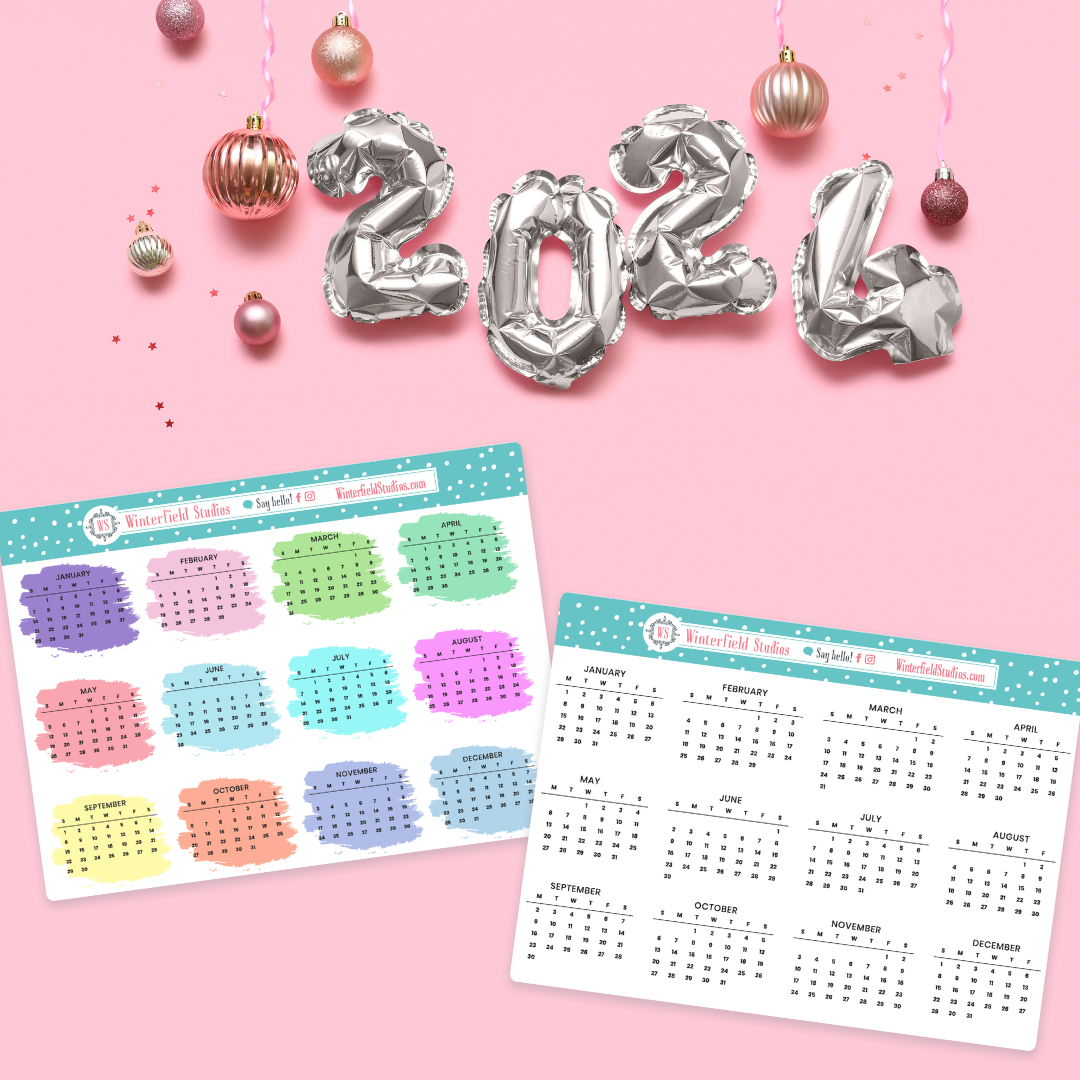 2024 Dated Mini Monthly Calendar Bullet Journal Stickers