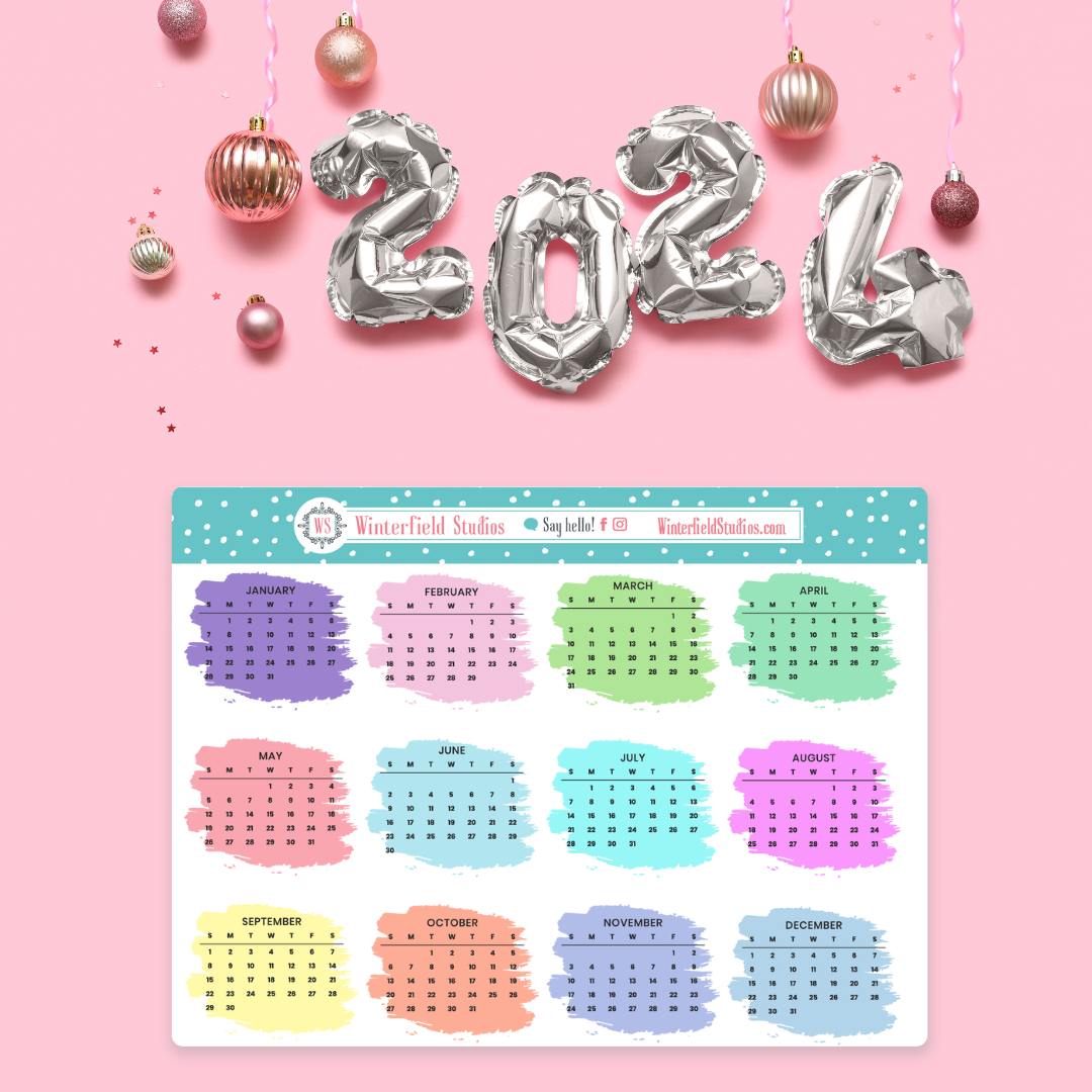 RECORD - CALENDAR, MONTHLY DAILY BULLET JOURNAL WASHI STICKERS (2 sh