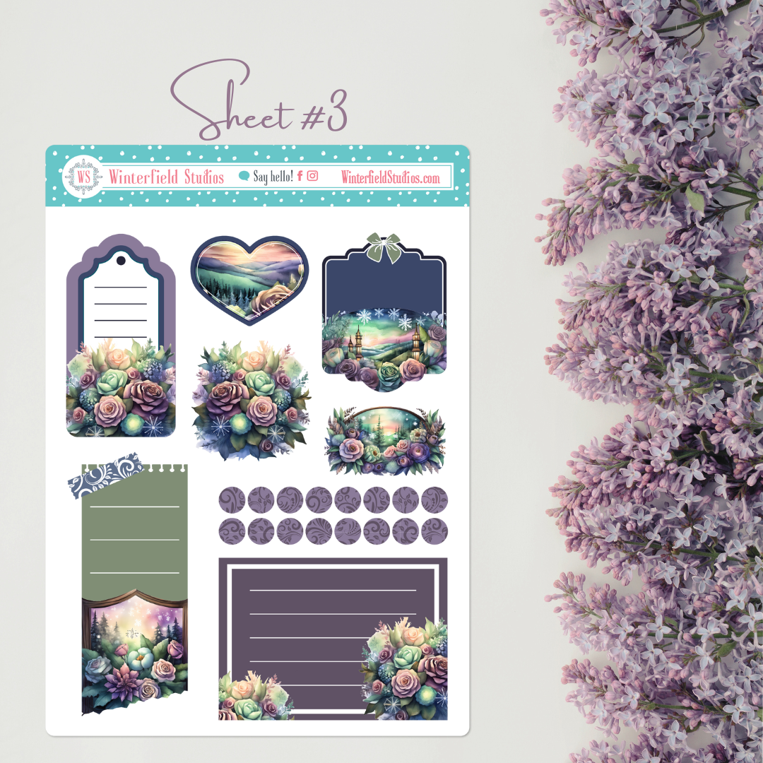 MIDNIGHT FROST Journal Sticker Kit || Winter Stickers, Snow Stickers,  Journaling Stickers, Book Stickers