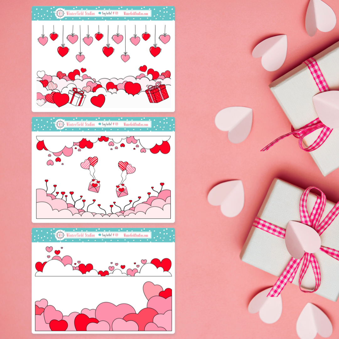 Valentine love tape washi sticker strips for text decoration. Set