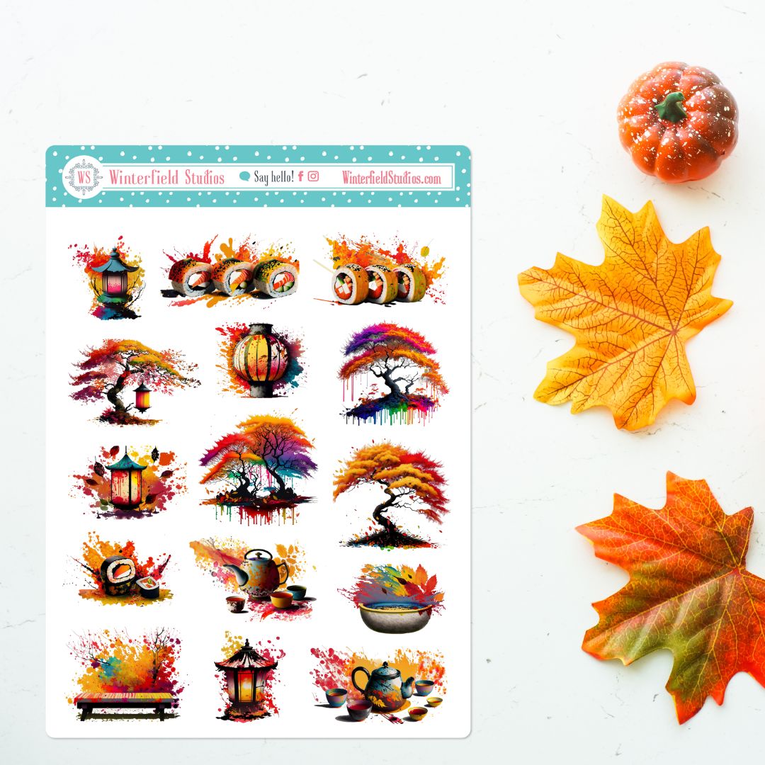 Autumn Tree Stickers - Fall Tree Art Deco Stickers for Planners –  Winterfield Studios