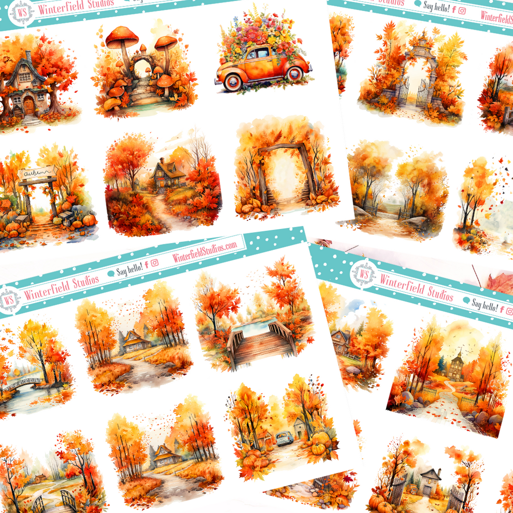 Autumn Tree Stickers - Fall Tree Art Deco Stickers for Planners –  Winterfield Studios