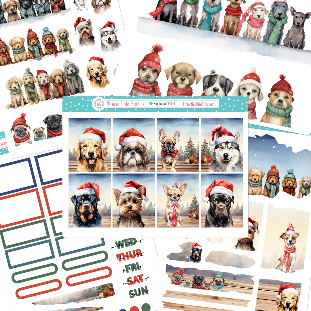 Puppy Dog Christmas Planner Scene Sticker Kit