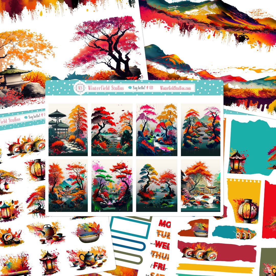 Autumn Tree Stickers - Fall Tree Art Deco Stickers for Planners –  Winterfield Studios