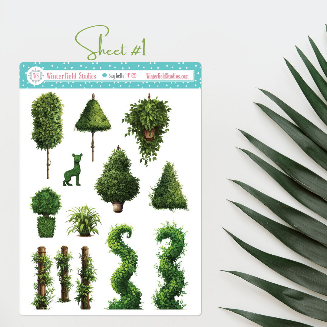 Bush Realistic Sticker Leafy Bush, Trees, Plants, & Topiary Art Deco Sticker Kit – Winterfield ...