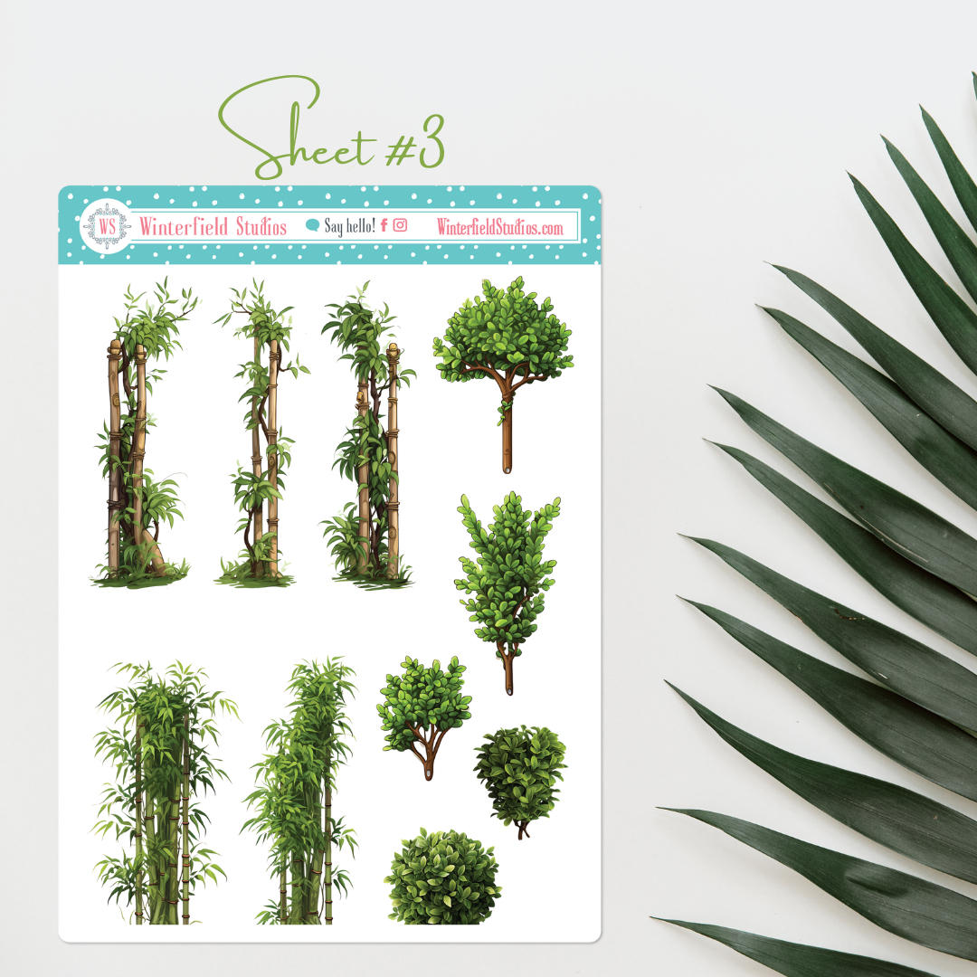 Sticker Bush Name Leafy Bush, Trees, Plants, & Topiary Art Deco Sticker Kit – Winterfield ...
