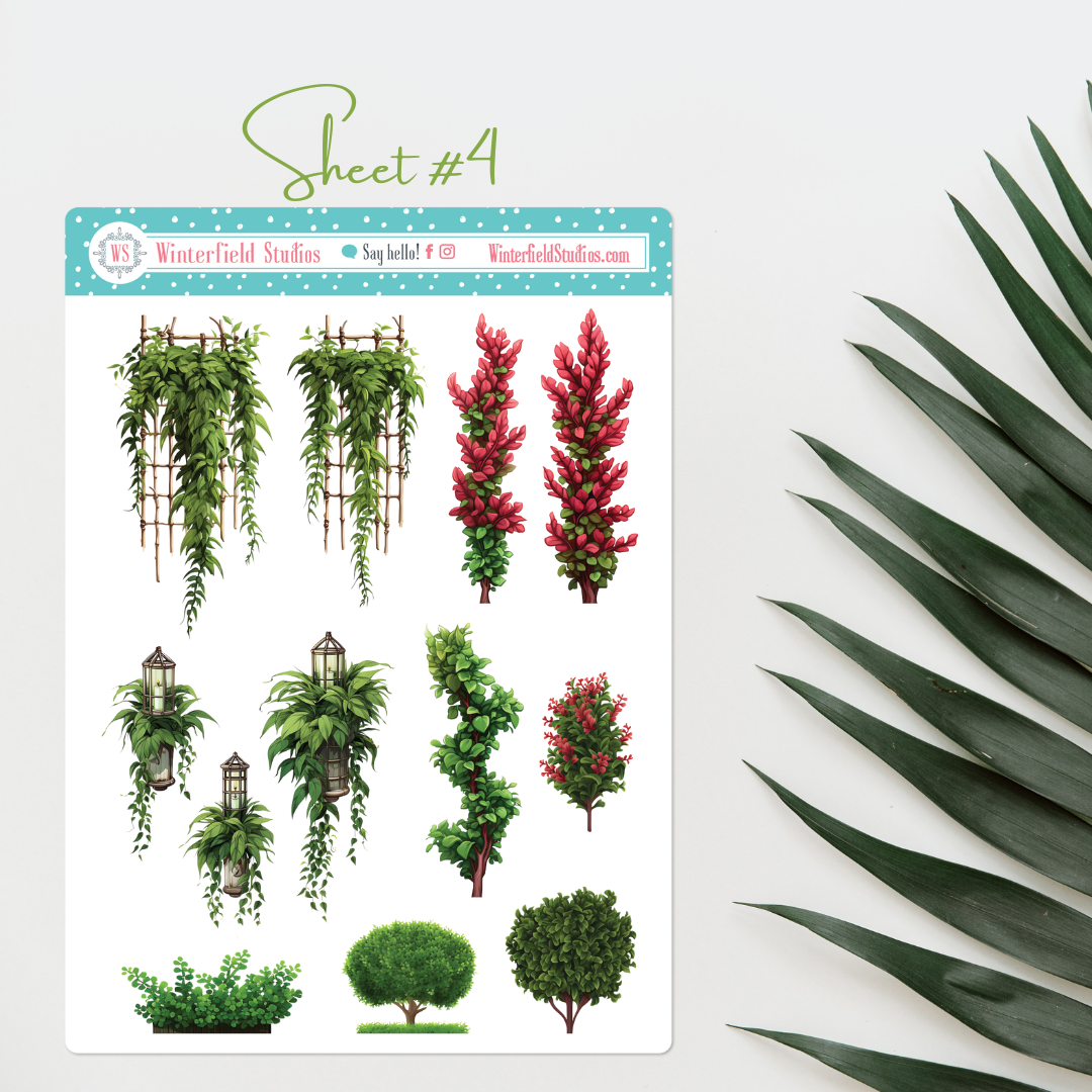 Sticker Bush Name Leafy Bush, Trees, Plants, & Topiary Art Deco Sticker Kit – Winterfield ...