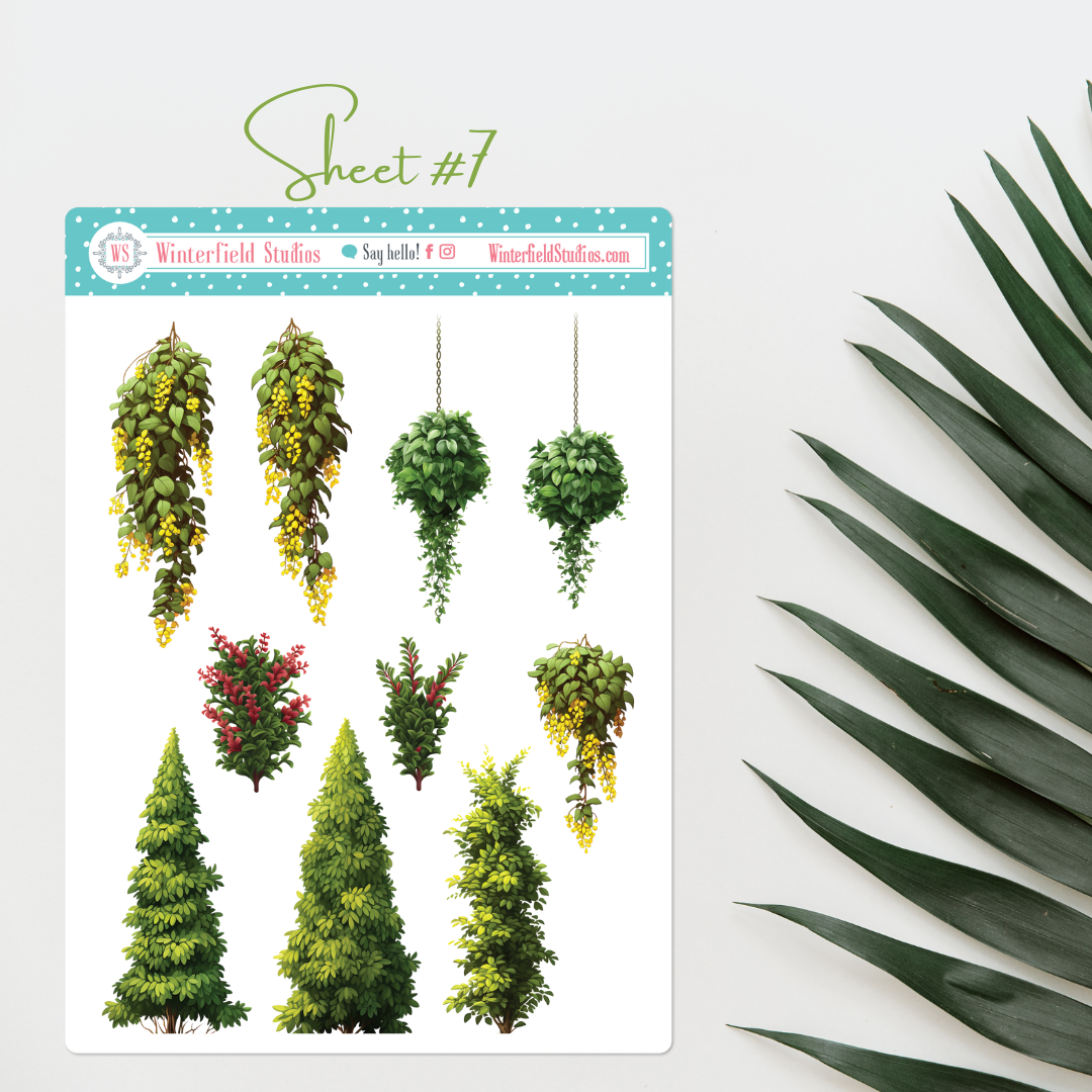 Sticker Bush Name Leafy Bush, Trees, Plants, & Topiary Art Deco Sticker Kit – Winterfield ...