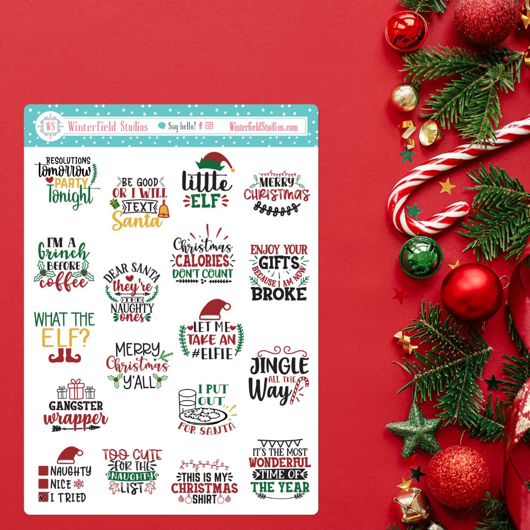 Christmas Holiday Quote Art Deco Stickers – Winterfield Studios