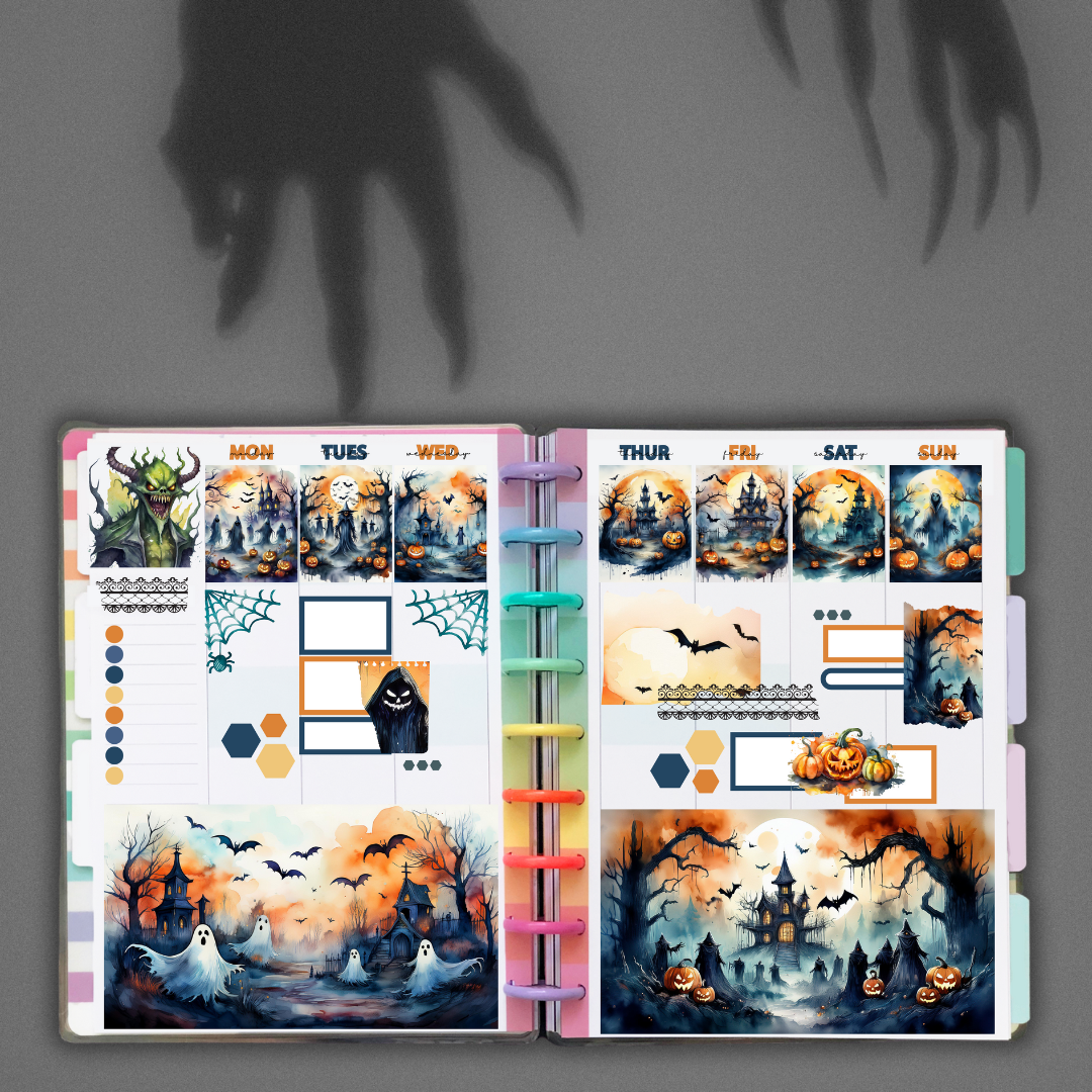 Haunted Hallows Halloween Planner Scene Sticker Kit – Winterfield Studios