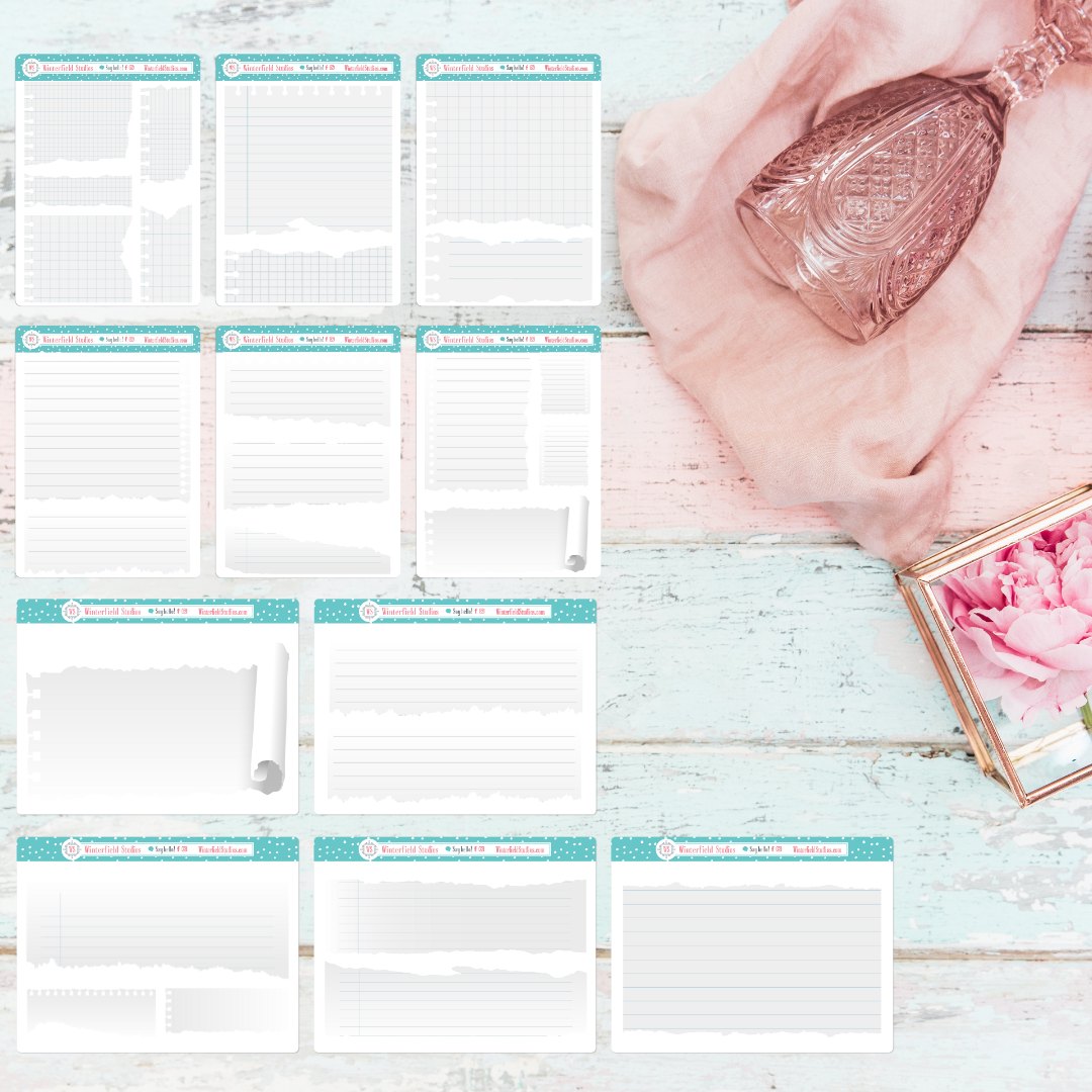 Notebook Lined & Grid Torn Paper Stickers for Bullet Journals & Planni ...