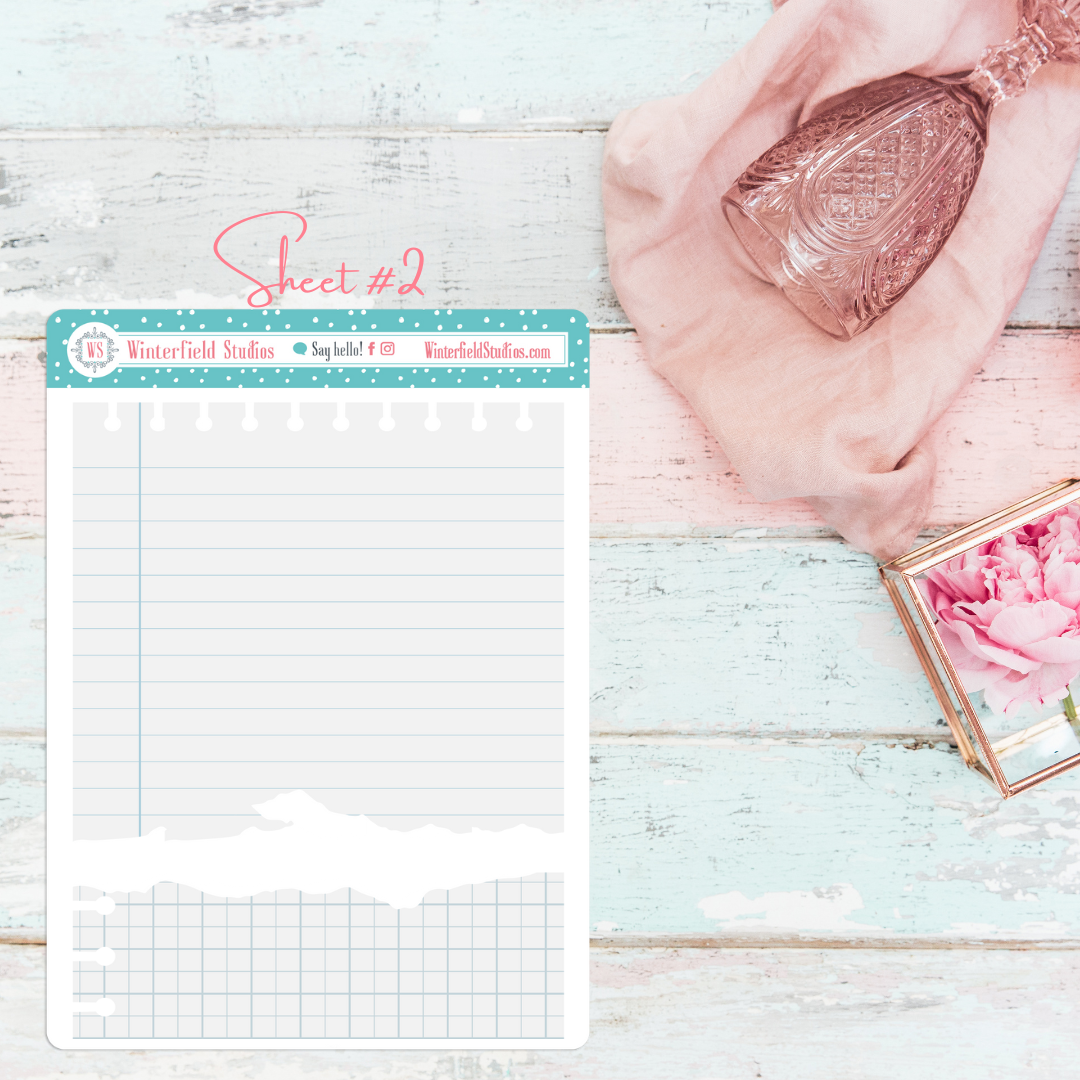 Notebook Line Sticker Notebook Lined & Grid Torn Paper Stickers for Bullet Journals & Planni ...