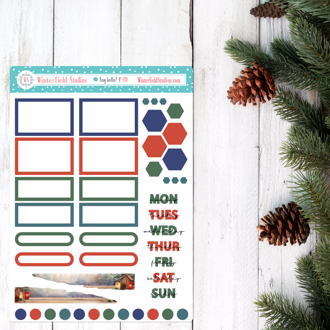 Christmas Planner Sticker Sheet, Bullet journal Stickers PNG