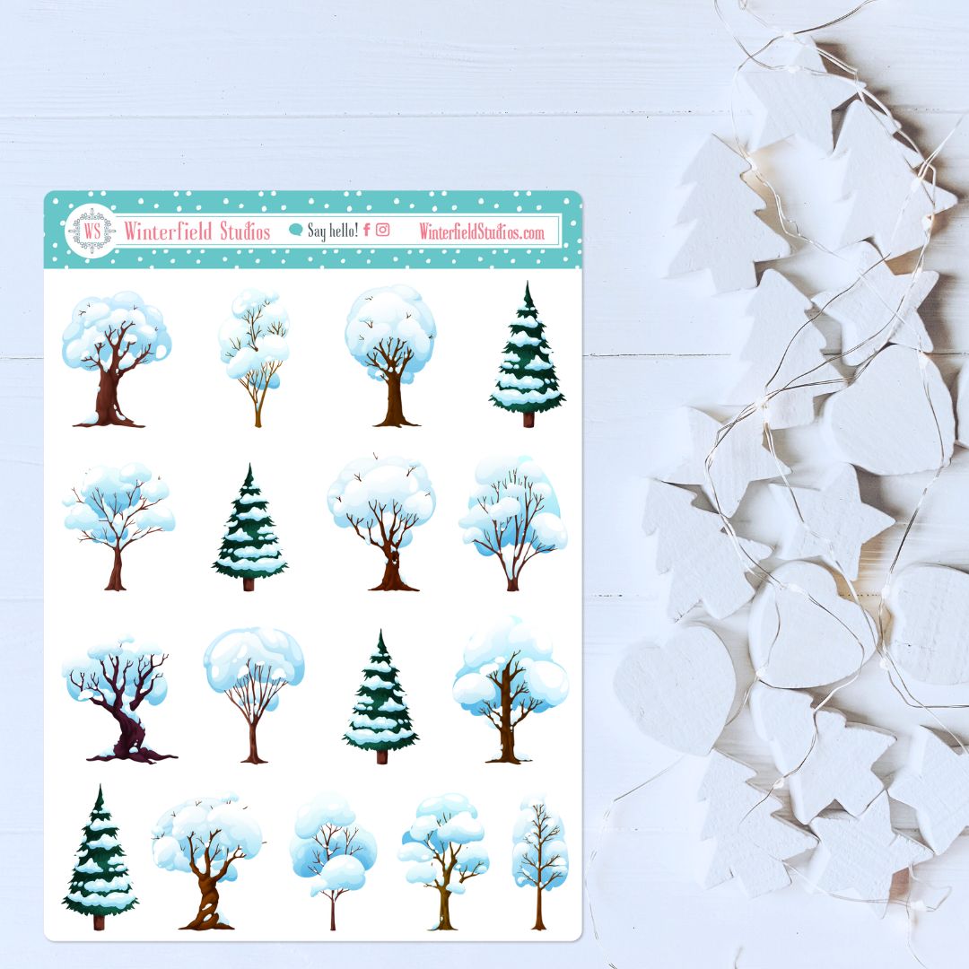 Autumn Tree Stickers - Fall Tree Art Deco Stickers for Planners –  Winterfield Studios