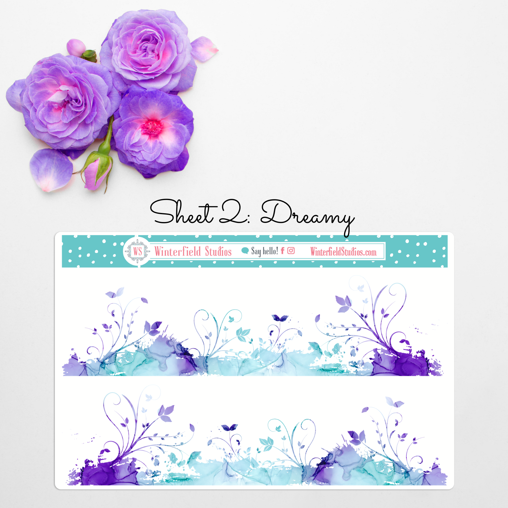 The Paper Studio, Pink & Purple Floral Stickers, 20 Stickers, Mardel