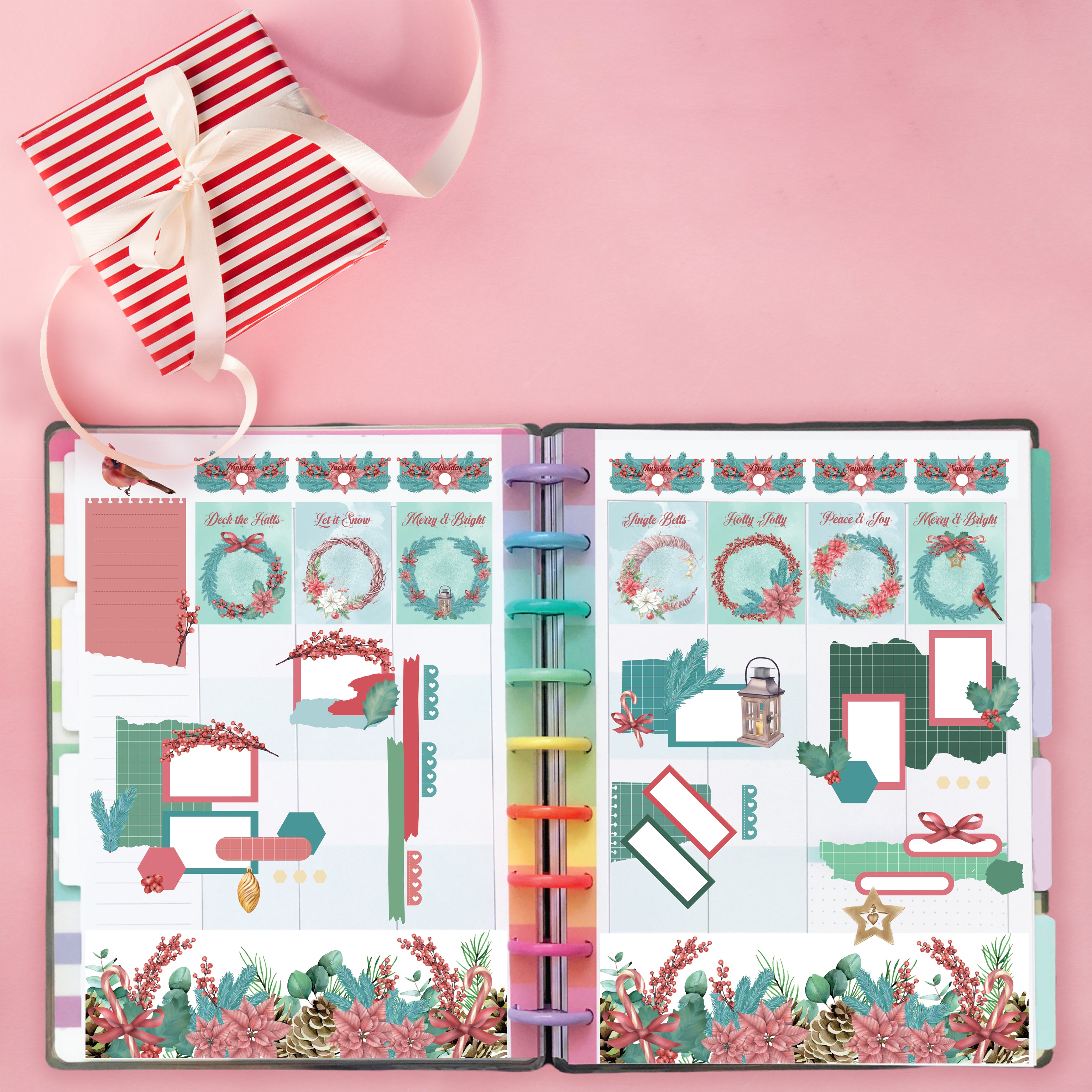 Holly Jolly planner stickers, Planner sticker kit, Holiday sticker