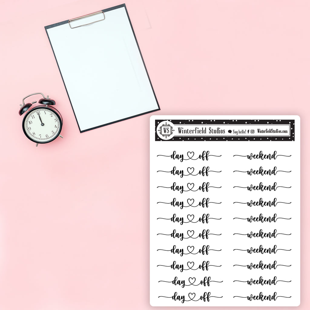 Days of the Week Script Stickers for Planner or Journal, Script Sticker,  Weekday Sticker, Daily Sticker, Word Sticker, Planner Sticker -S116