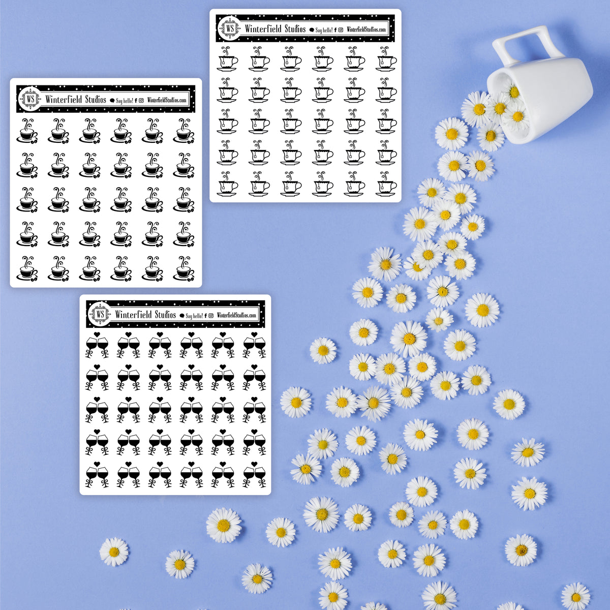 Foiled Drink Icon Stickers - Coffee - Tea - Wine - Fits All Planners ...
