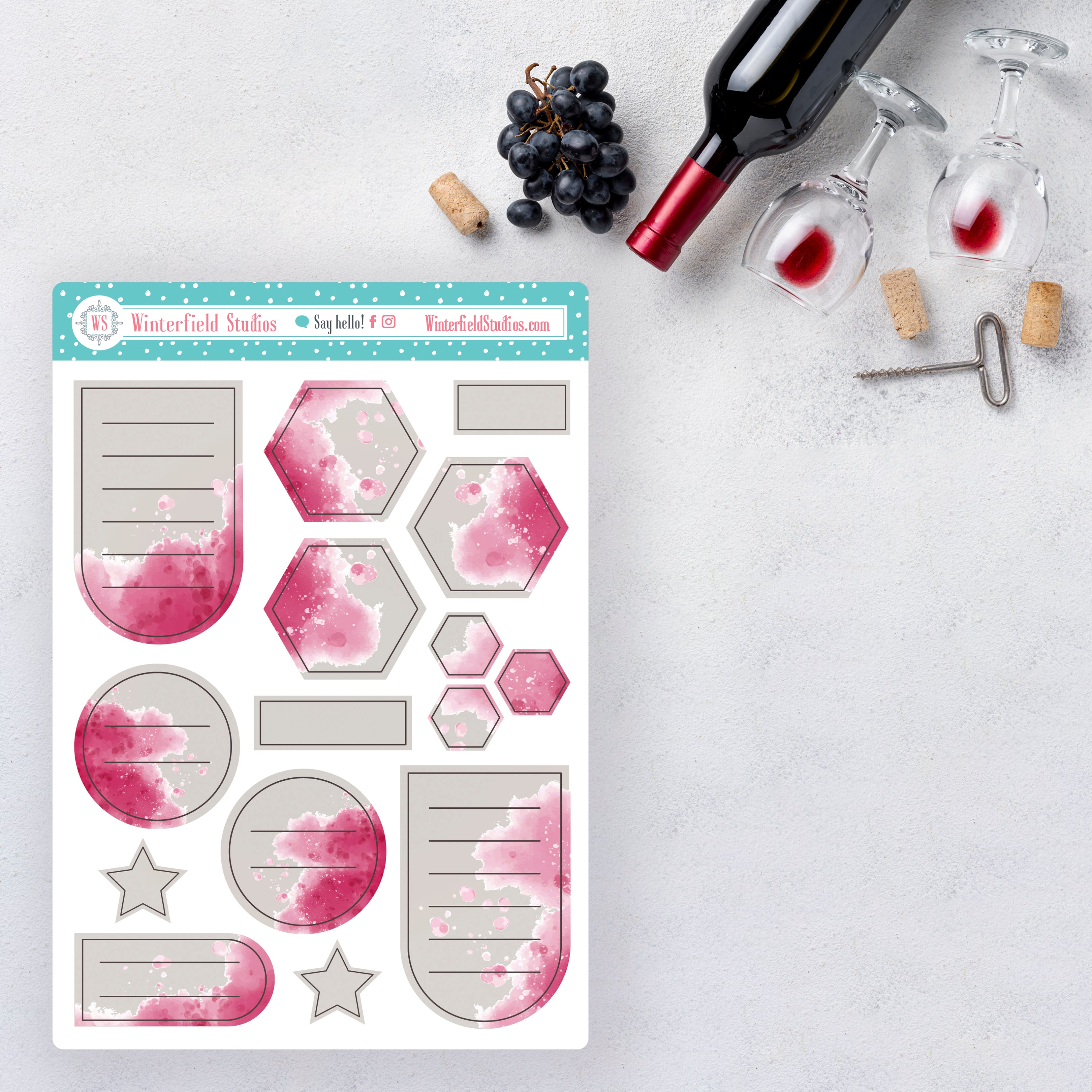 Wine Layout Sticker Wine Lovers Mini Sticker Planner Kit – Winterfield Studios