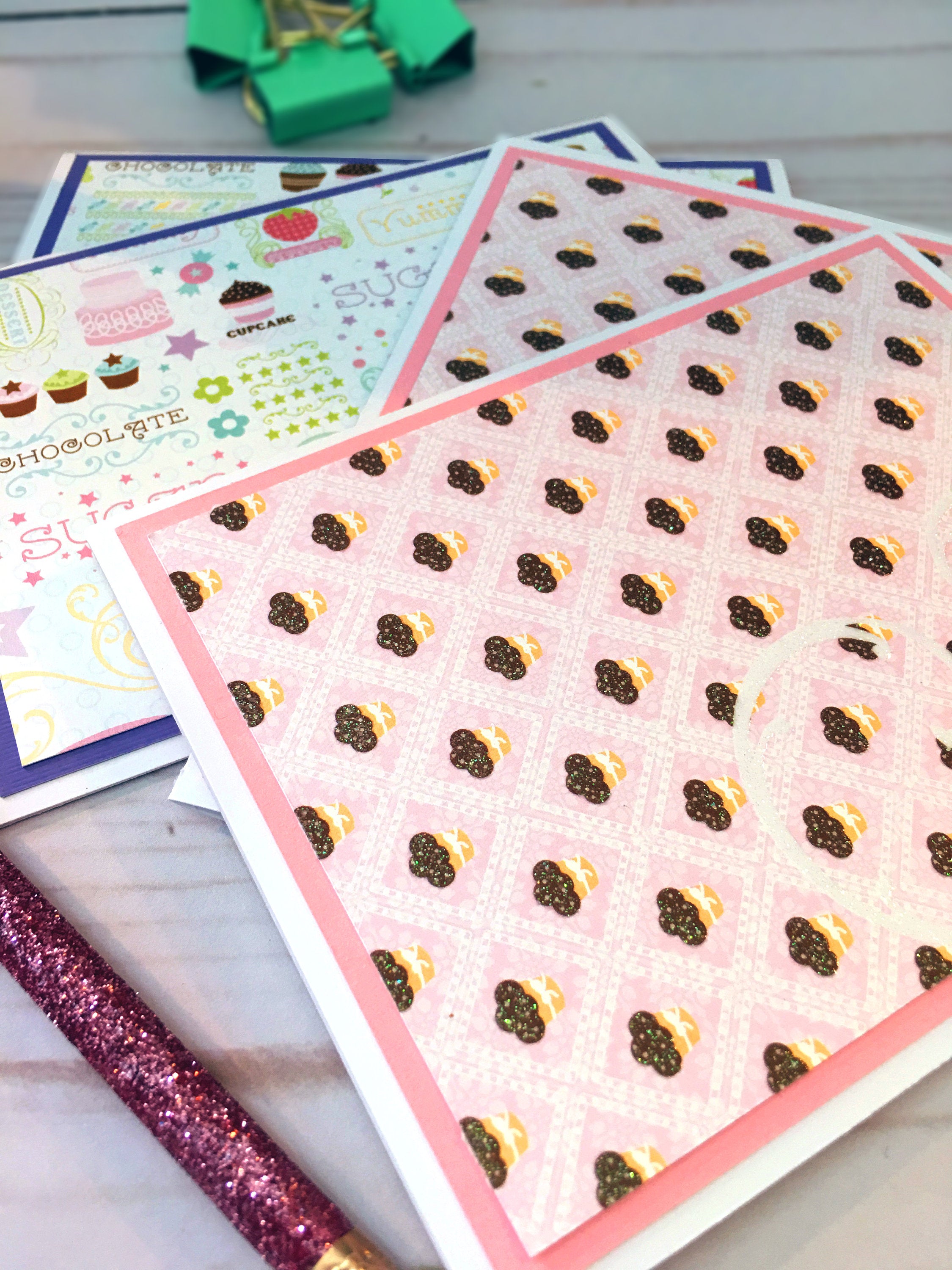Note Cart Note Cards Set of 4 - Handmade Note Cards & Note Stationary - Note Gre ...
