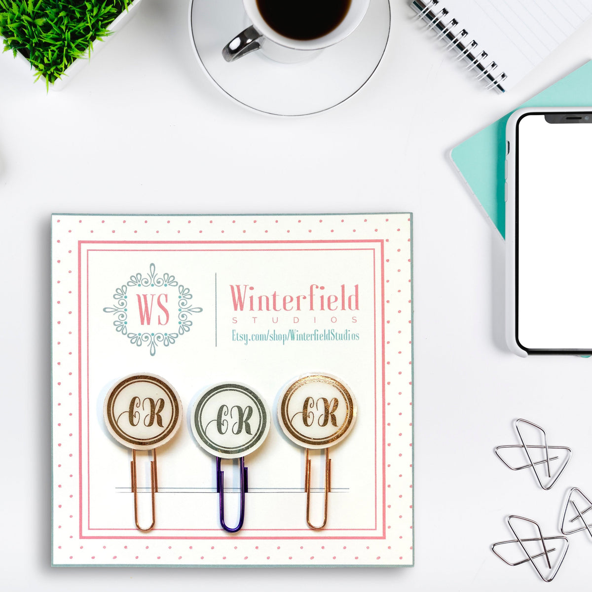 FOIL Monogram Planner Paper Clips - Professional Business Clips ...