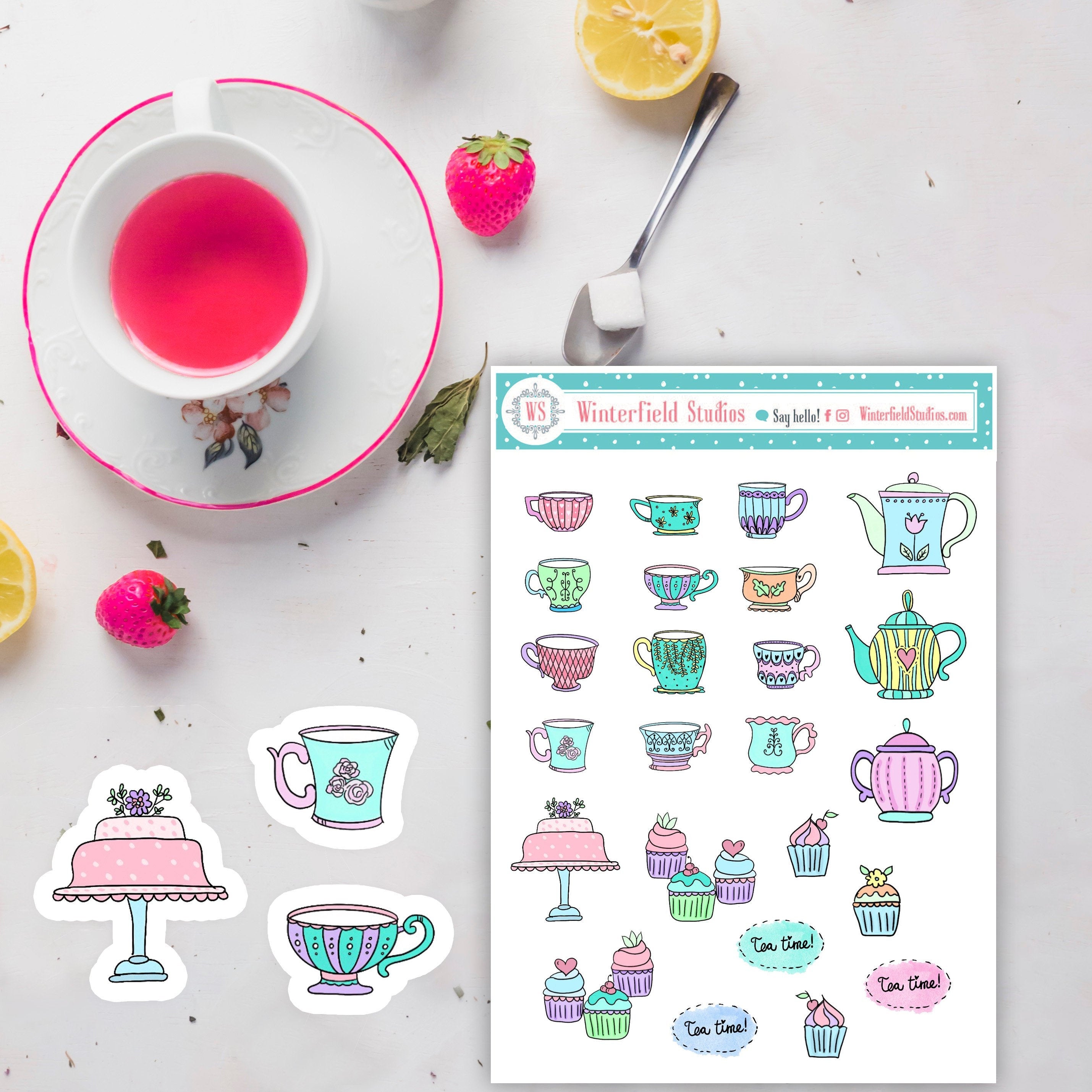 High Tea Planner Stickers - Tea Cup Stickers - Hand Drawn Stickers - C –  Winterfield Studios