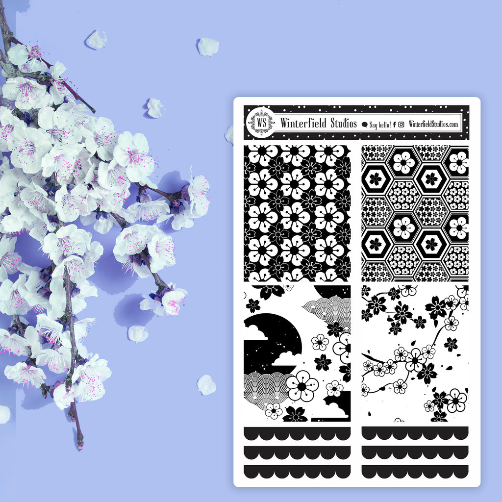 Cherry Blossom Bliss Sticker Kit - Spring Planner Sticker Kit -  Scrapbook Scene Stickers - Fits Erin Condren, Happy Planner