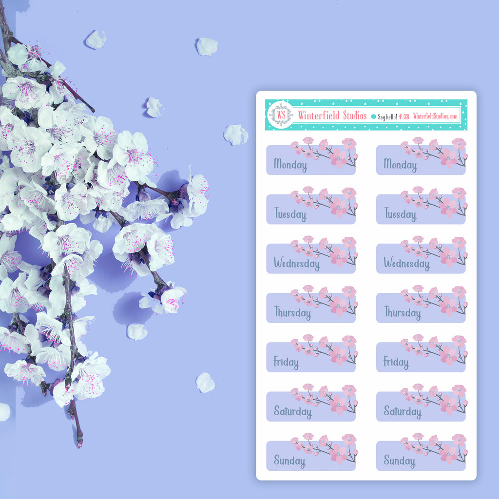 Cherry Blossom Bliss Sticker Kit - Spring Planner Sticker Kit -  Scrapbook Scene Stickers - Fits Erin Condren, Happy Planner