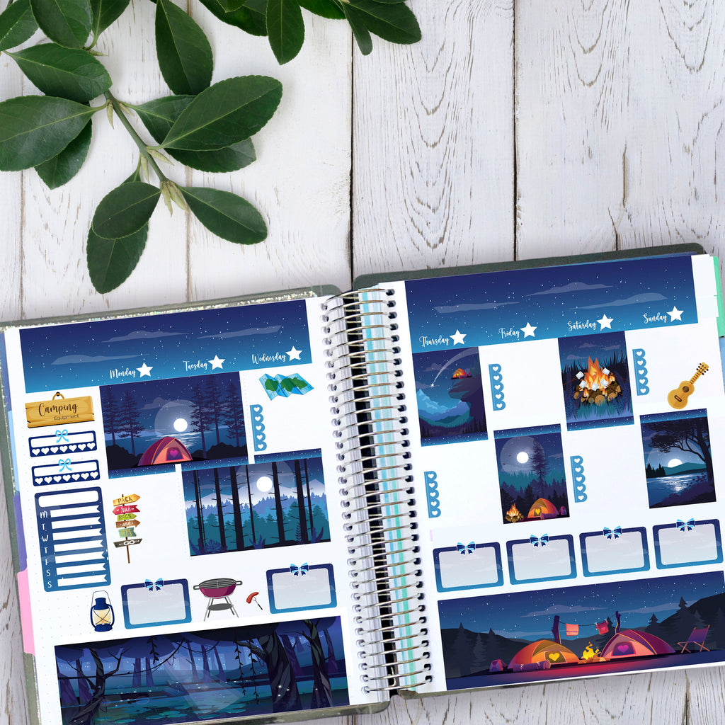 Camping Under the Stars Planner Sticker Kit - Fits Vertical Planners