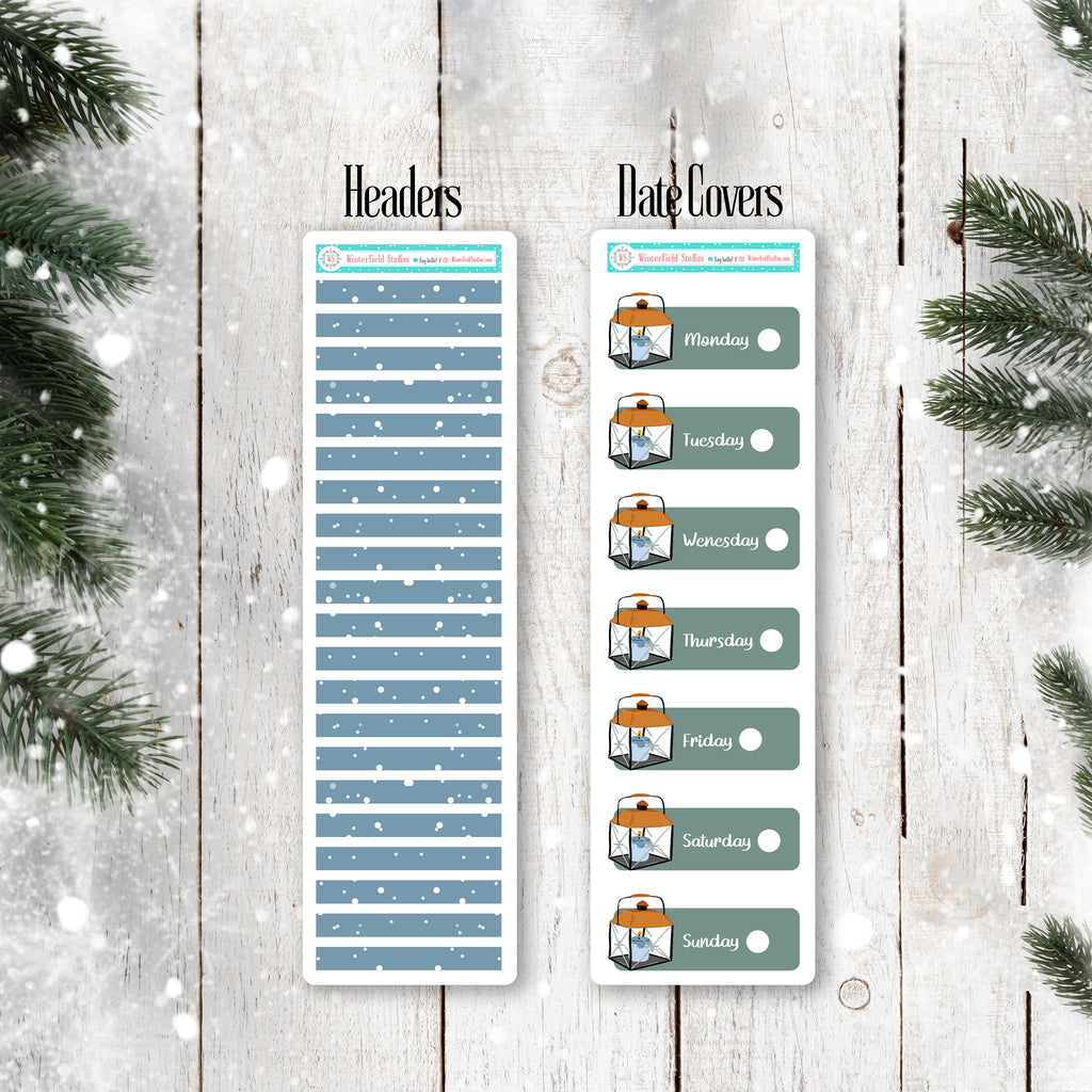 Small Town Christmas Planner Scene Sticker Kit - Winter Stickers - Scrapbook Stickers - Fits Vertical Planners