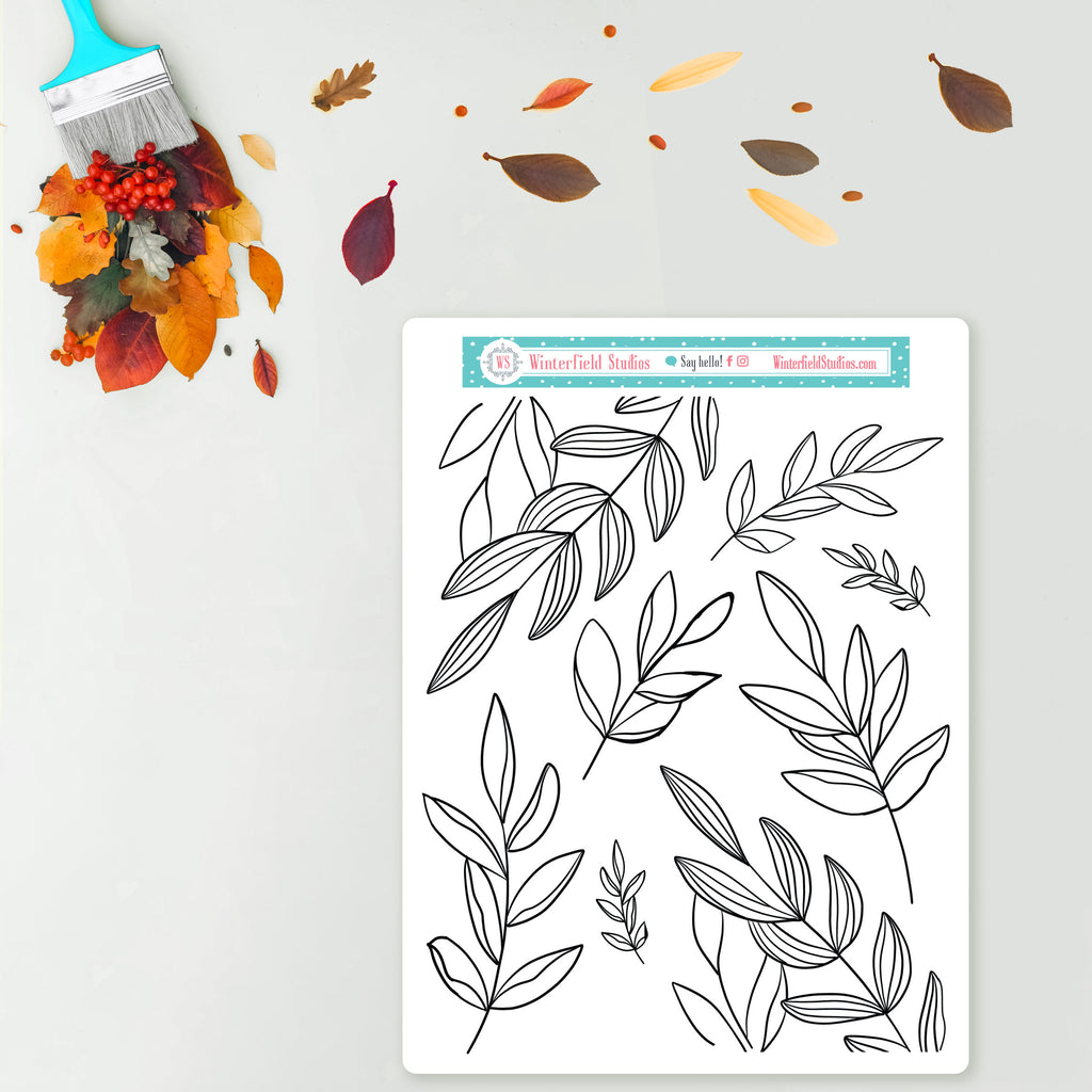 Golden Autumn Embers Planner Scene Sticker Kit - Fits Vertical Planners