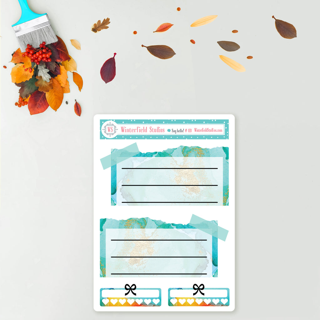 Golden Autumn Embers Planner Scene Sticker Kit - Fits Vertical Planners