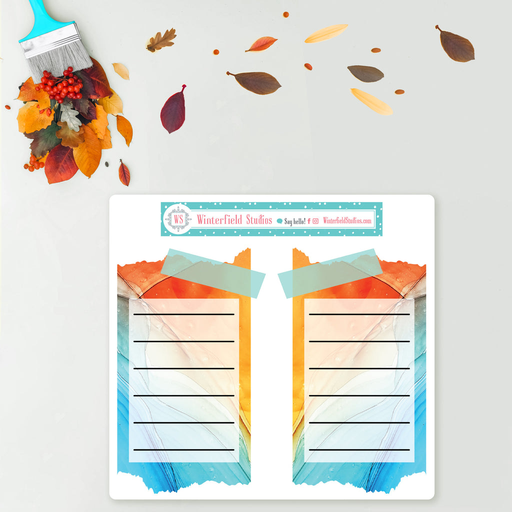 Golden Autumn Embers Planner Scene Sticker Kit - Fits Vertical Planners