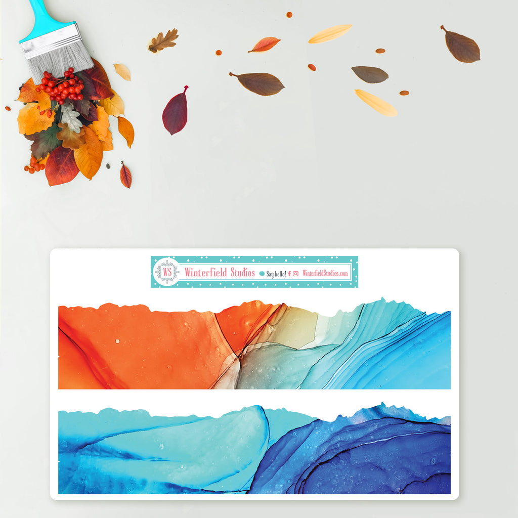 Golden Autumn Embers Planner Scene Sticker Kit - Fits Vertical Planners