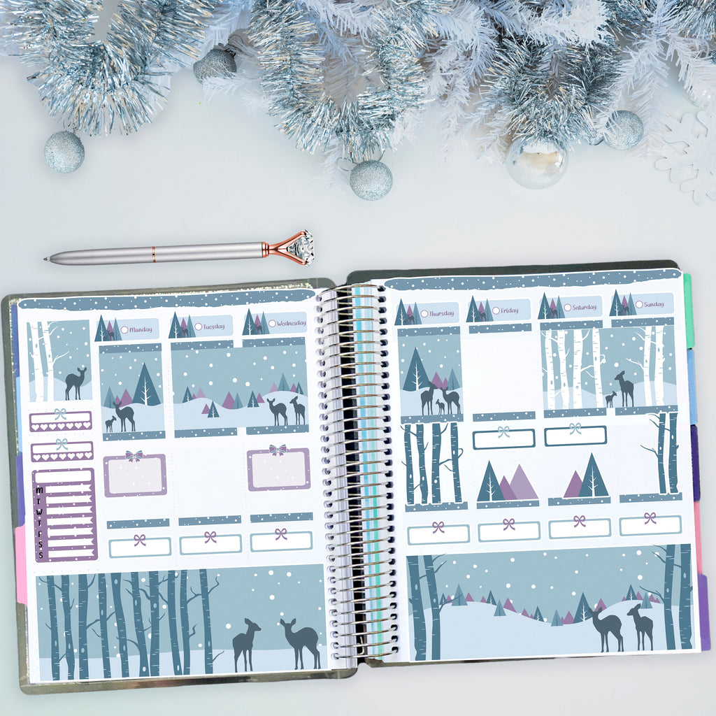 All Is Calm Winter Planner Scene Sticker Kit - Christmas Stickers -  Fits Vertical Planners