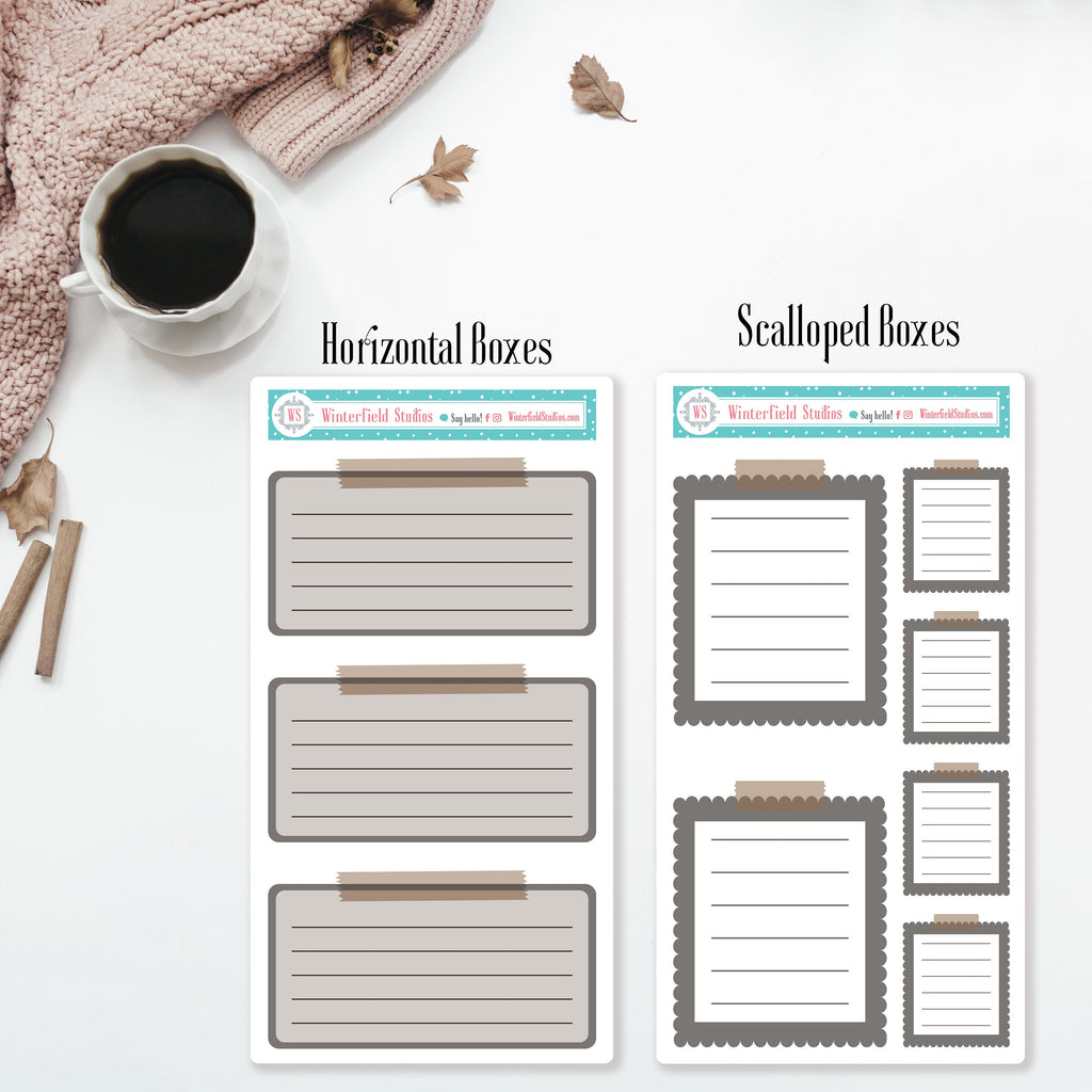 Neutral Functional Box Stickers - Knit Washi Strip
