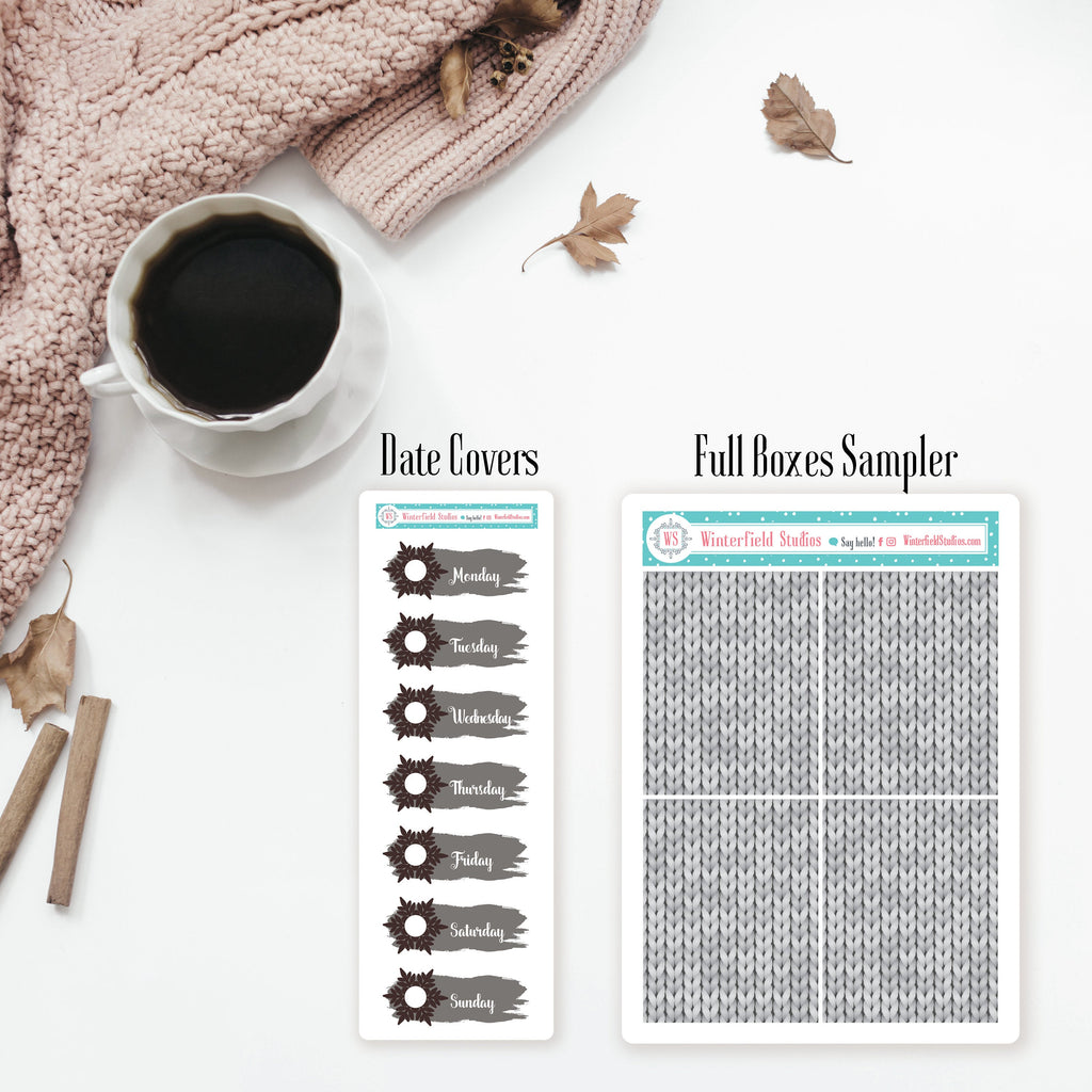 Neutral Functional Box Stickers - Knit Washi Strip