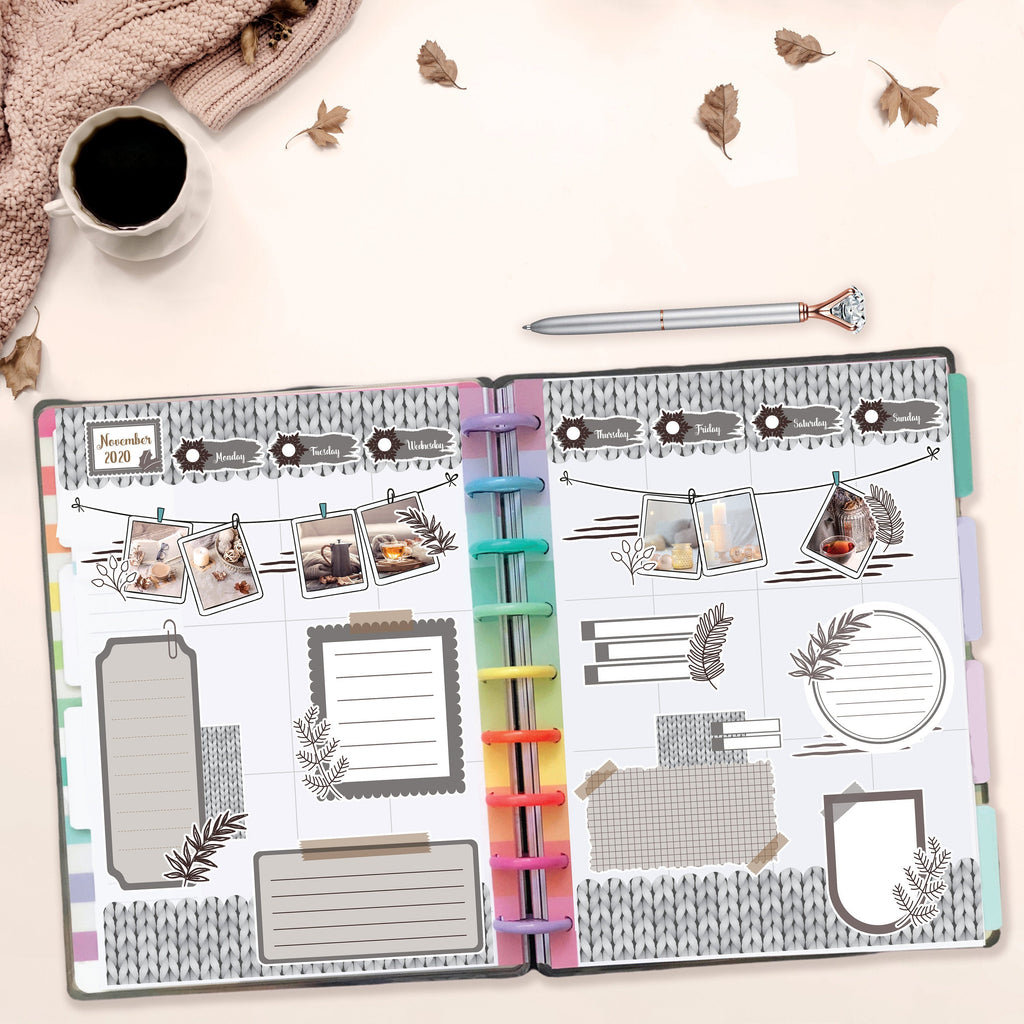 Neutral Functional Box Stickers - Knit Washi Strip