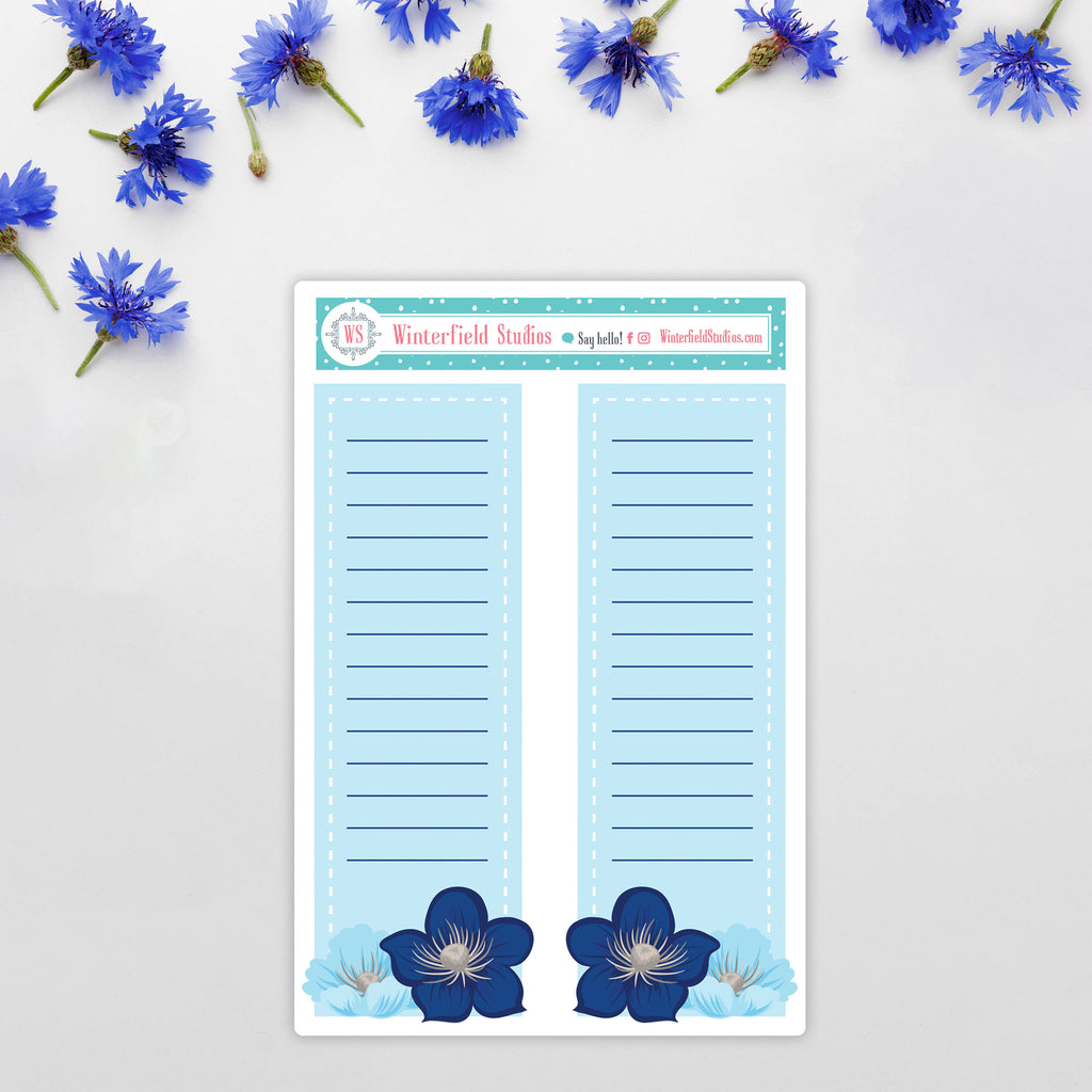 Blue Winter Blossoms - Winter Stickers - Scrapbook Stickers - Fits Vertical Planners