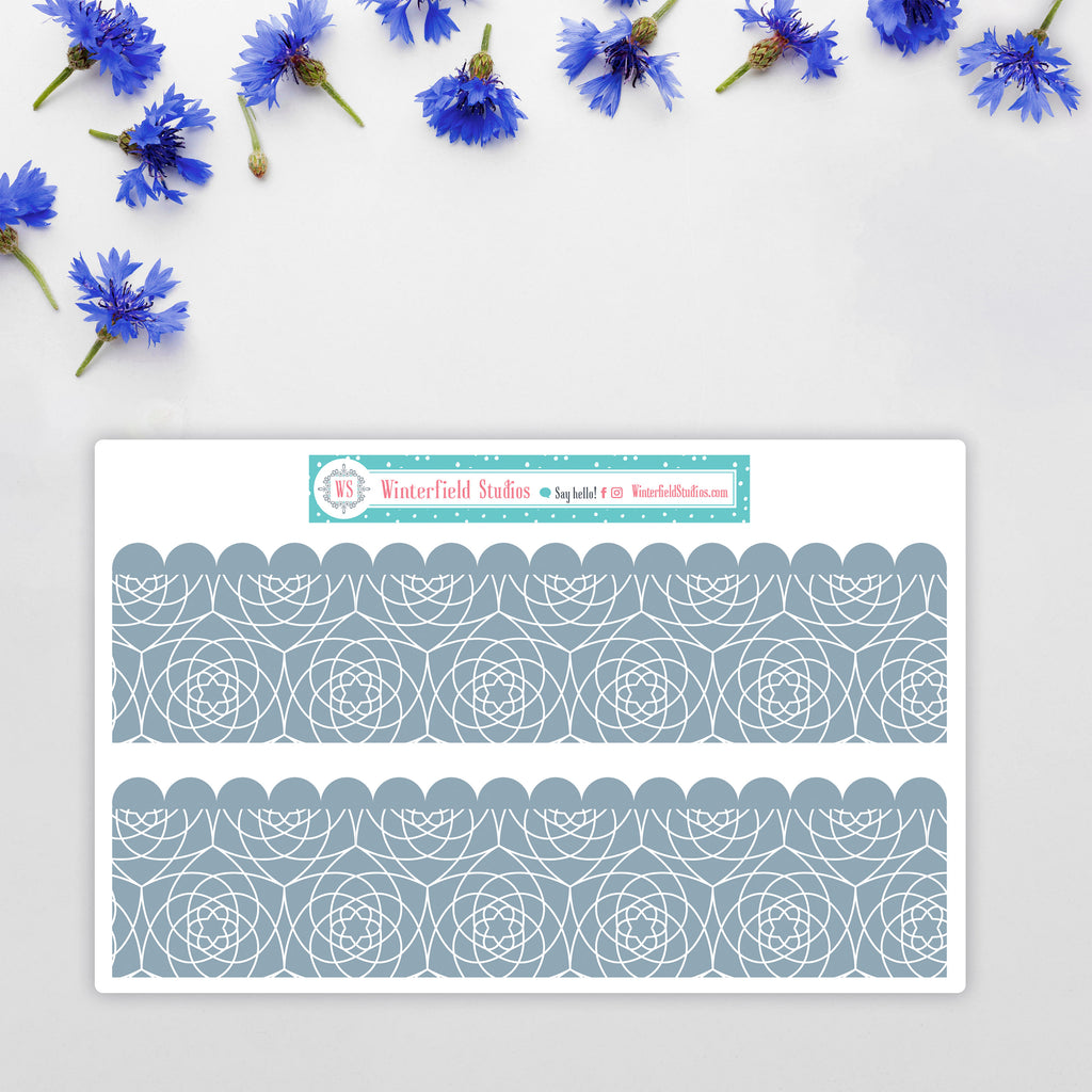 Blue Winter Blossoms - Winter Stickers - Scrapbook Stickers - Fits Vertical Planners