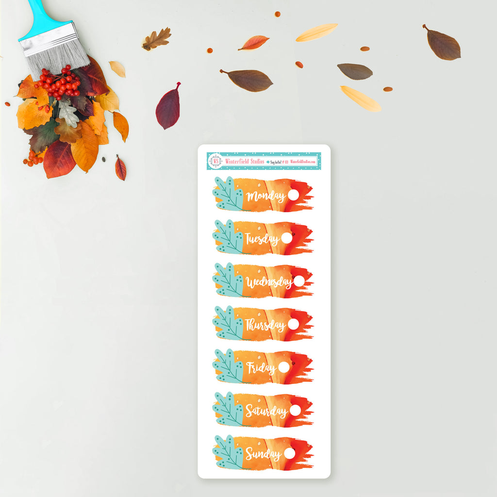 Golden Autumn Embers Planner Scene Sticker Kit - Fits Vertical Planners