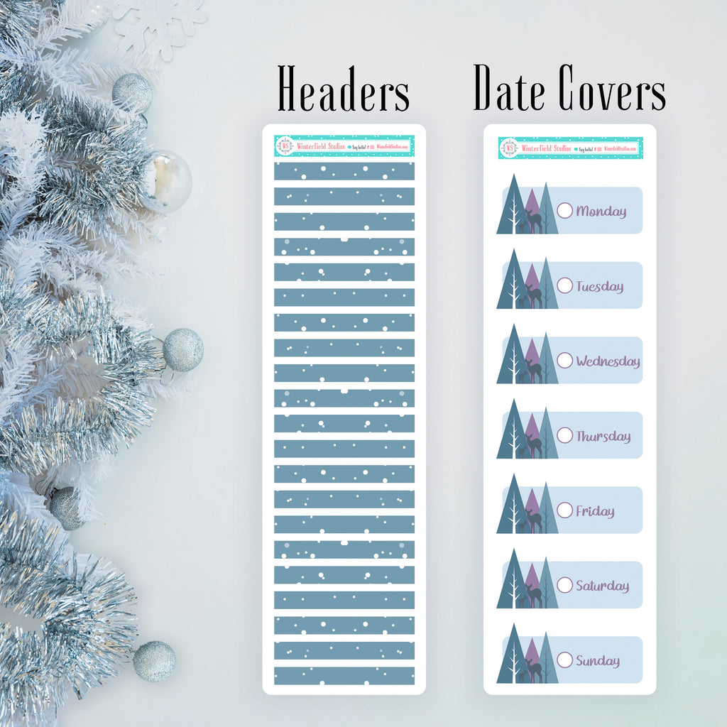 All Is Calm Winter Planner Scene Sticker Kit - Christmas Stickers -  Fits Vertical Planners