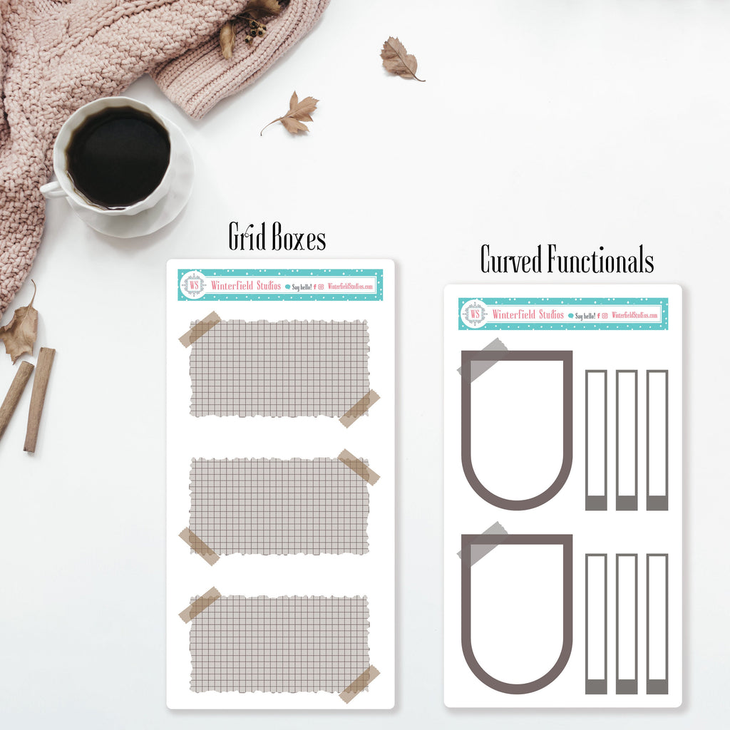Neutral Functional Box Stickers - Knit Washi Strip